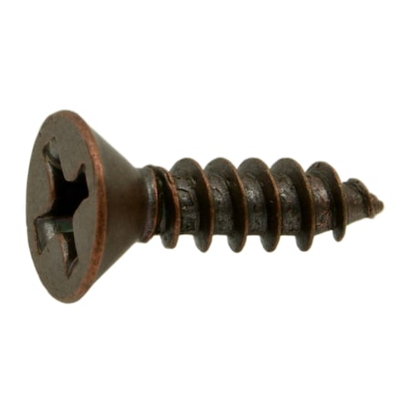 Midwest Fastener Sheet Metal Screw, #6 x 1/2 in, Bronze Plated Steel Flat Head Phillips Drive, 40 PK 63282